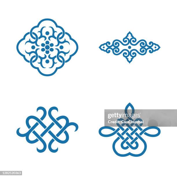 illustrazioni stock, clip art, cartoni animati e icone di tendenza di modelli di nodi di buon auspicio cinesi - celtic knot