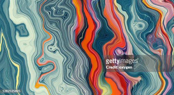 abstract marble waves acrylic background. gray orange marbling texture. agate ripple pattern. - color image stock-fotos und bilder