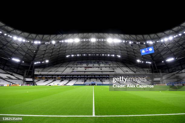 General view inside the stadium prior to the UEFA Champions League Group C stage match between Olympique de Marseille and Manchester City at Stade...