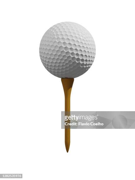 golf ball on tee isolated on white background - golf ball stock pictures, royalty-free photos & images