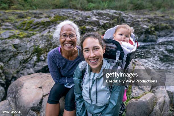 de familie van de multigeneratie die van het openlucht geniet - hawaiiaanse etniciteit stockfoto's en -beelden