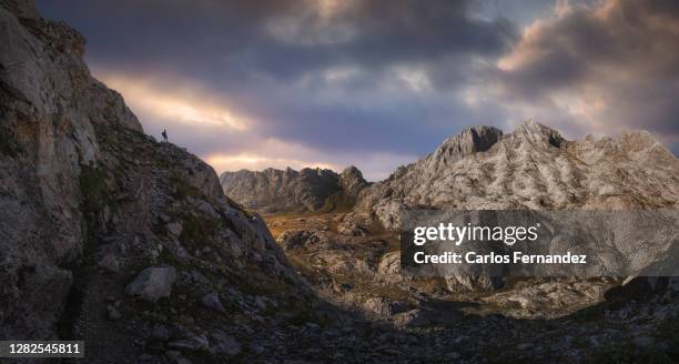 woman in picos the europa national park - picos de europe stock pictures, royalty-free photos & images