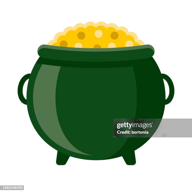 pot of gold icon on transparent background - pot of gold stock illustrations