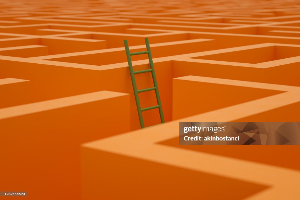 3D Maze, Labyrinth Background with Staircase