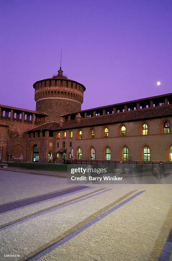 Castello Sforzesco at dusk, Milan