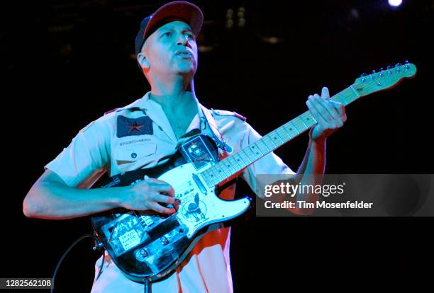 Tom Morello of Rage Against the Machine performs at Rock the Bells at AT&T Park on August 18, 2007 in San Francisco, California.