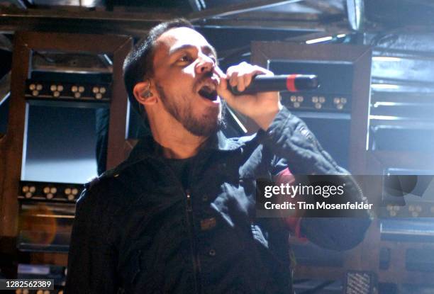 Mike Shinoda of Linkin Park performs during the Projekt Revolution tour at Shoreline Amphitheatre on July 29, 2007 in Mountain View, California.