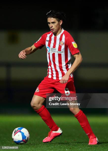 George Dobson of Sunderland in possession during the Sky Bet League One match between Rochdale and Sunderland at Crown Oil Arena on October 27, 2020...