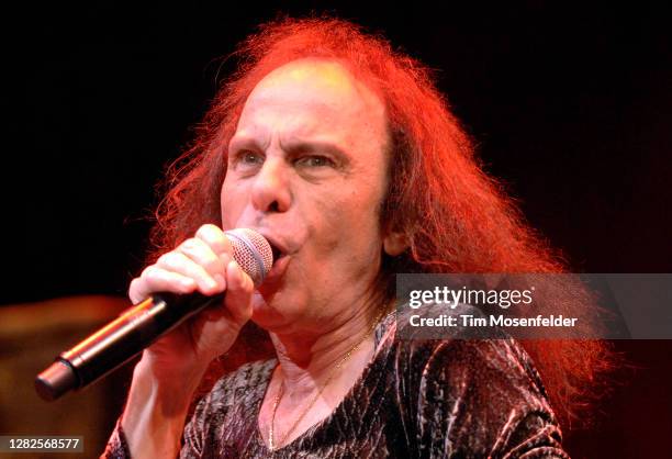 Ronnie James Dio of Heaven and Hell performs at Sleep Train Pavilion on September 30, 2007 in Concord, California.