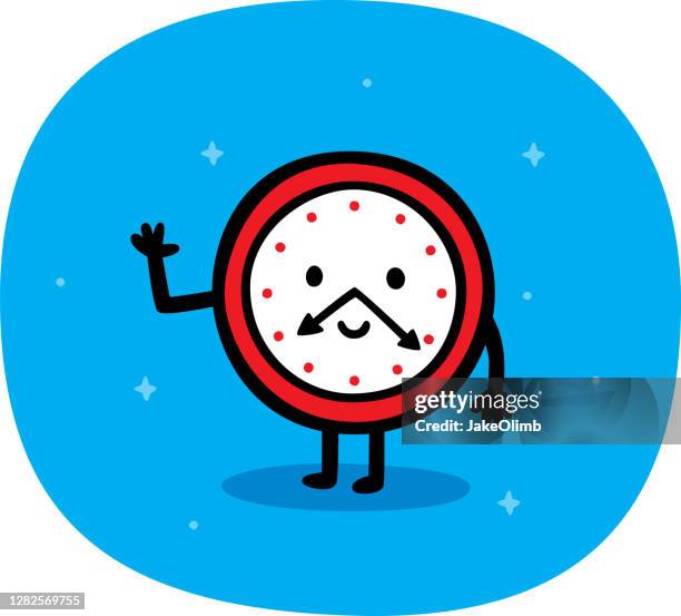 clock smiling doodle - patience stock illustrations