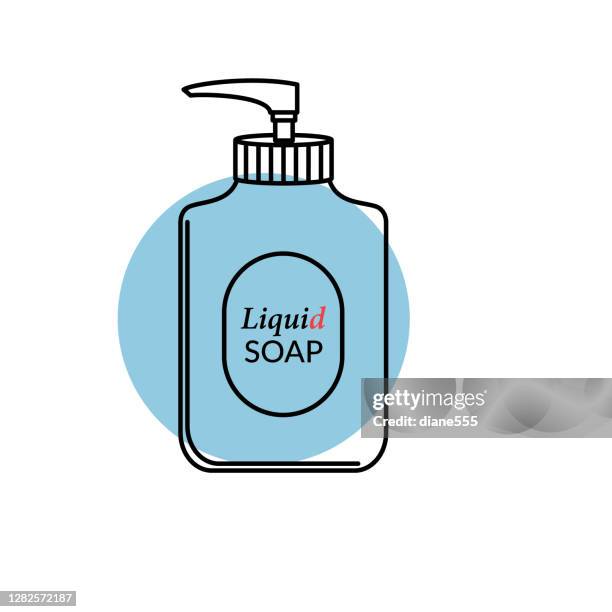 liquid soap bottle coronavirus icon - soap stock illustrations