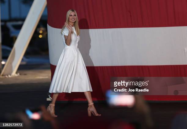 Ivanka Trump, President Donald Trump’s daughter, arrives to speaks during a campaign event for her father on October 27, 2020 in Miami, Florida....