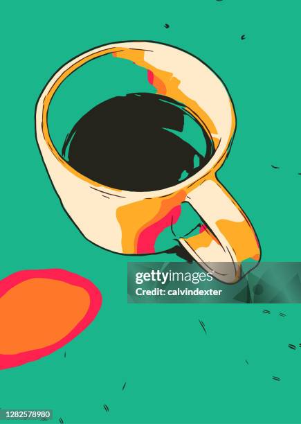 ilustrações de stock, clip art, desenhos animados e ícones de coffee cup vibrant colors - mesa cafe manha