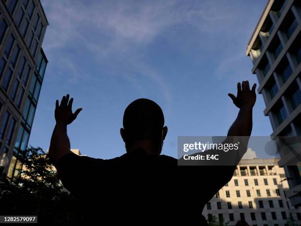 protesters demonstrate in washington d.c. - anti racism stock pictures, royalty-free photos & images