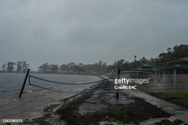 hurricane delta on louisiana's gulf coast - louisiana coast stock pictures, royalty-free photos & images