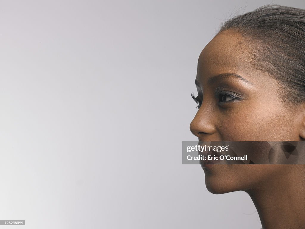 African-American woman in beauty poses