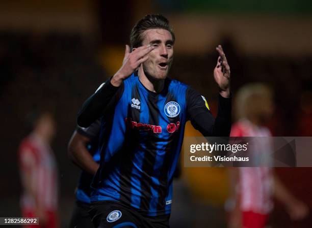 Rochdale goalscorer Matthew Lund celebrates Rochdale's first goal during the Sky Bet League One match between Rochdale and Sunderland at Crown Oil...