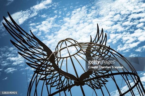 View of the Bird Cage at Flemington Racecourse on October 28, 2020 in Melbourne, Australia.
