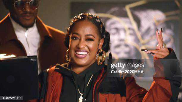 In this screengrab released on October 27, Rapsody accepts the Lyricist of the Year award for the BET Hip Hop Awards 2020.