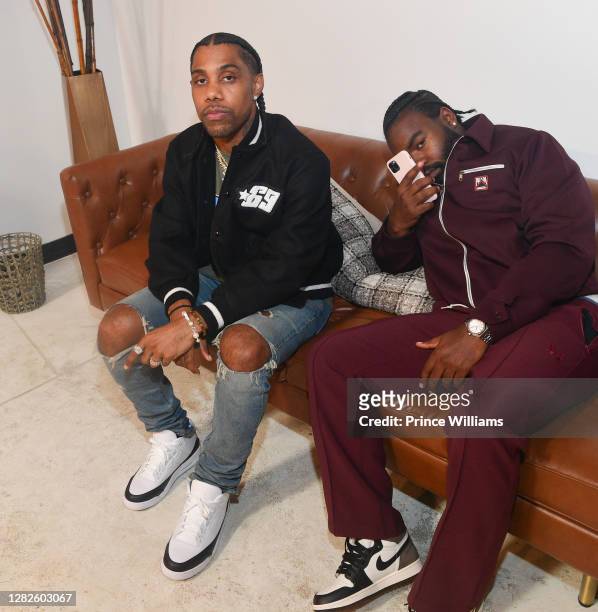 Rapper Reese Laflare and Guest attend producer Wheezy's birthday party at PC&E Defoor Hills Complex on October 27, 2020 in Atlanta, Georgia.