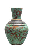 Vintage style terracotta vase isolated on white background