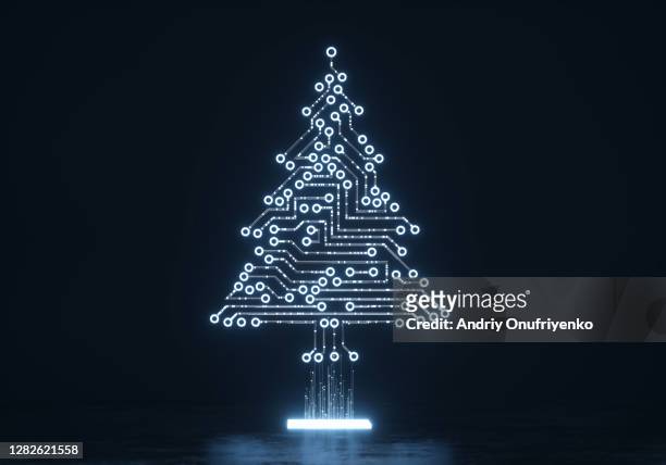 digital christmas tree - modern tradition stock pictures, royalty-free photos & images