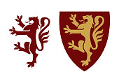 vintage royal heraldic lion coat of arm crest vector icon