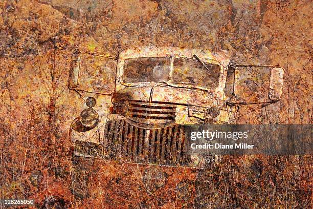 composite image of abandoned truck, 1938 chevy - 1938 photos et images de collection