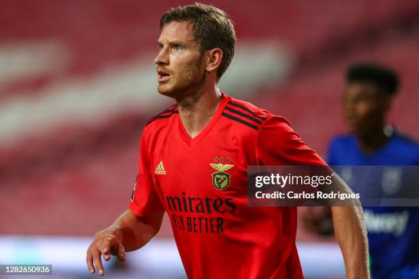 Jan Vertonghen of SL Benfica during the Liga NOS match between SL Benfica and Belenenses SAD at Estadio da Luz on October 26, 2020 in Lisbon,...