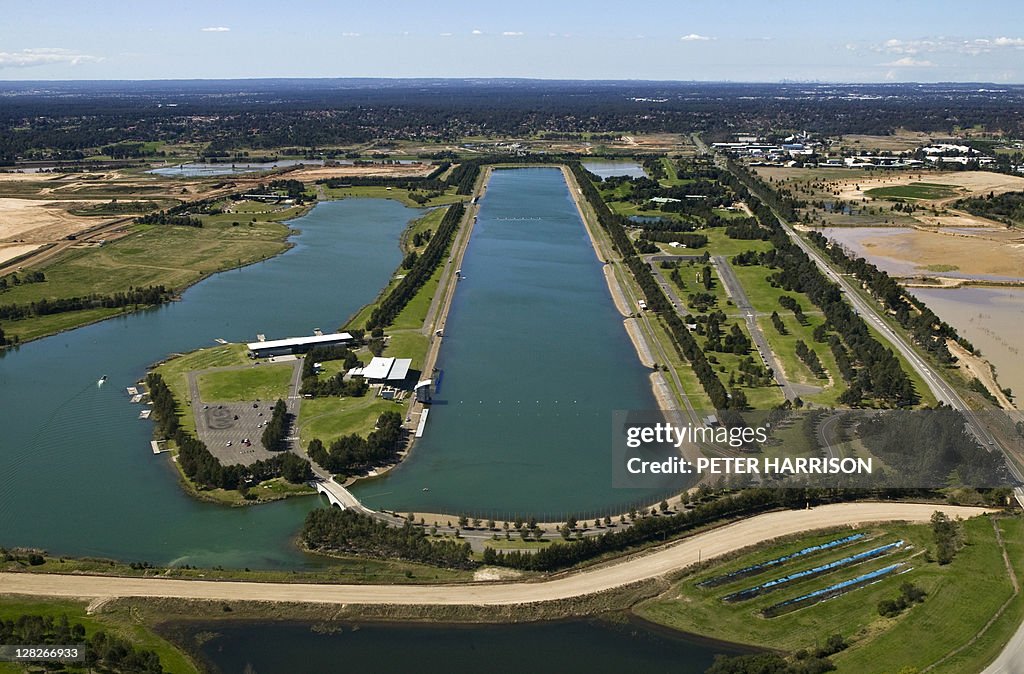 Aerial of Rowing Regatta Centre, Penrith, New South Wales, Australia