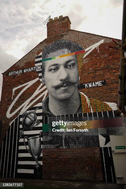 Mural of Arthur Wharton, the first black footballer who turned out for Darlington, is unveiled to mark his 155th anniversary on October 28, 2020 in...