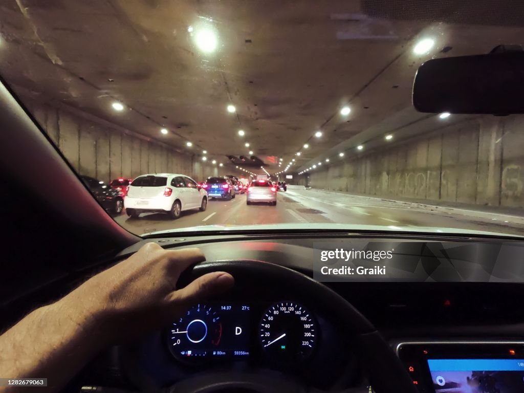 Driver POV traffic jam