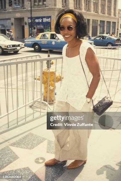 American actress Angela Bassett attend the ceremony to honour James Coburn with a star on the Hollywood Walk of Fame, held at 7055 Hollywood...