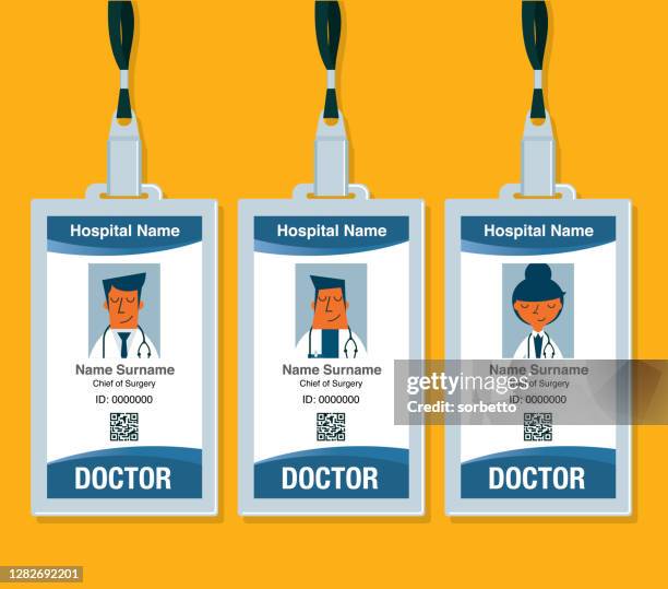 stockillustraties, clipart, cartoons en iconen met doctor id-kaart - id card