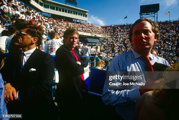 Donald Trump at 1987 US Open Tennis Championships at the USTA Tennis Stadium in New York City.