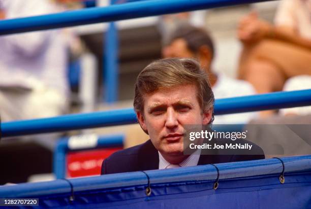 Donald Trump at 1987 US Open Tennis Championships at the USTA Tennis Stadium in New York City.