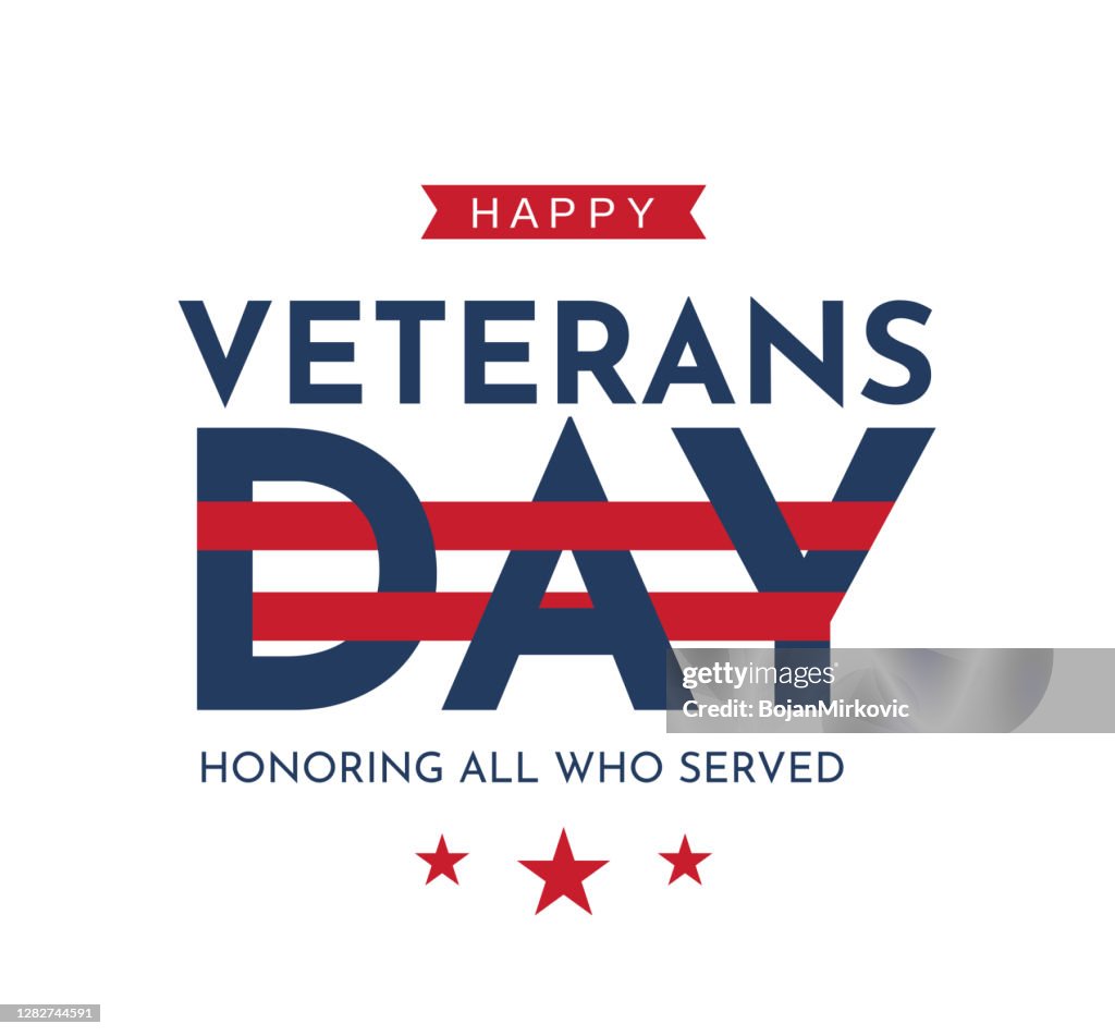 Happy Veterans Day poster. Vector