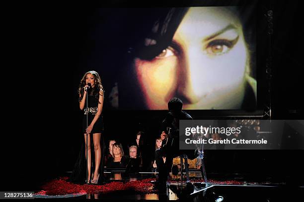 Dionne Bromfield performs on stage during the MOBO Awards 2011 at the SECC on October 5, 2011 in Glasgow, Scotland.