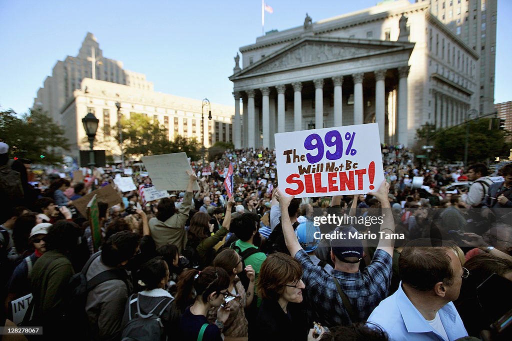 Labor Movement And An Organized College Walkout Add Support To Occupy Wall Street Protest