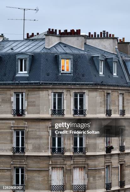 Old building in the neighborhood of "Gobelins" in Paris on October 27, 2020 in Paris, France.