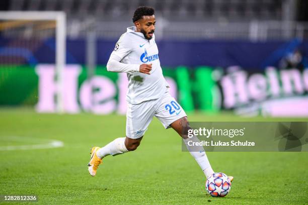 Wendel of St. Petersburg kicks the ball during the UEFA Champions League Group F stage match between Borussia Dortmund and Zenit St. Petersburg at...