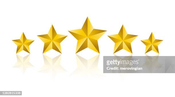 白い背景に5つの黄金評価星ベクトルイラスト - セレブリティ点のイラスト素材／クリップアート素材／マンガ素材／アイコン素材