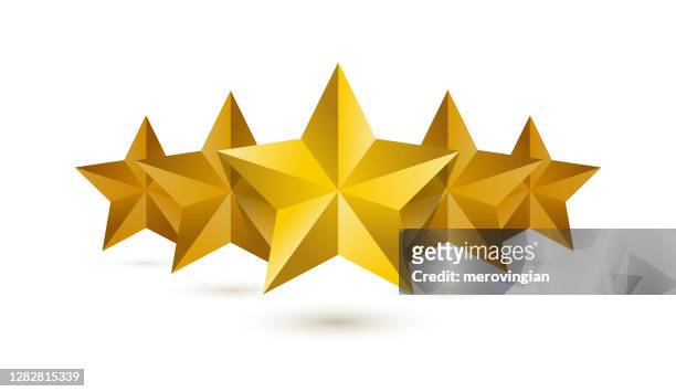 five golden rating star vector illustration on white background - vip stock illustrations