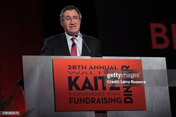 Chairman, President and Chief Executive Officer of Time Warner Cable Glenn Britt accepts an award onstage during the 28th Annual Walter Kaitz...