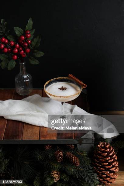 winter gingerbread cocktail - christmas dark stock pictures, royalty-free photos & images