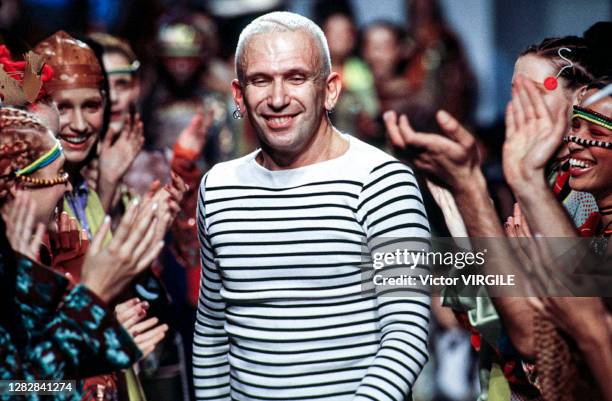 Fashion designer Jean-Paul Gaultier walks the runway during the Jean Paul Gaultier Ready to Wear fashion show as part of Paris Fashion Week...