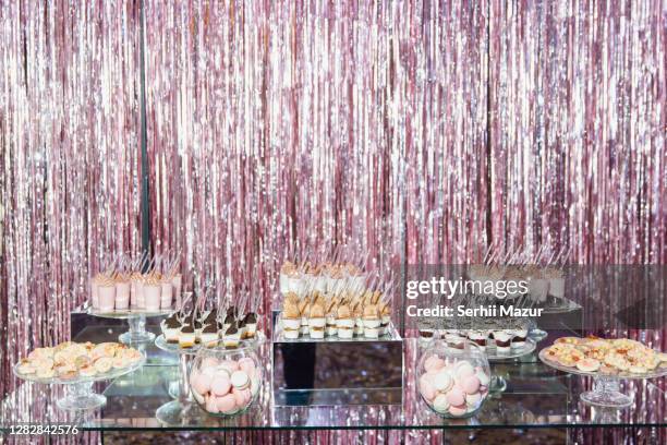 luxurious candy bar on birthday celebration  - stock photo - jimmy v classic stock pictures, royalty-free photos & images