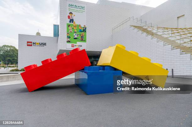 Bricks outside the LEGO House building on September 25, 2020 in Billund, Denmark.