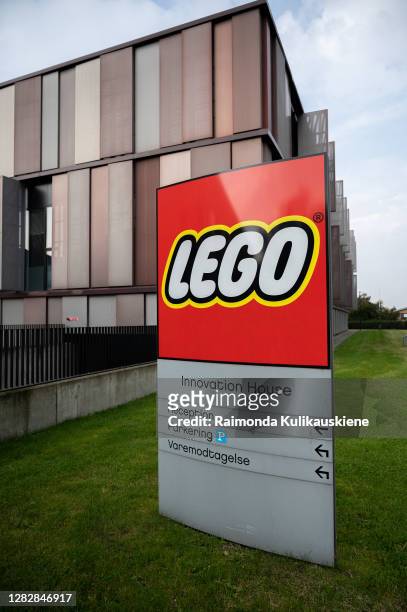 An sign of the LEGO Group Innovation House on September 25, 2020 in Billund, Denmark.