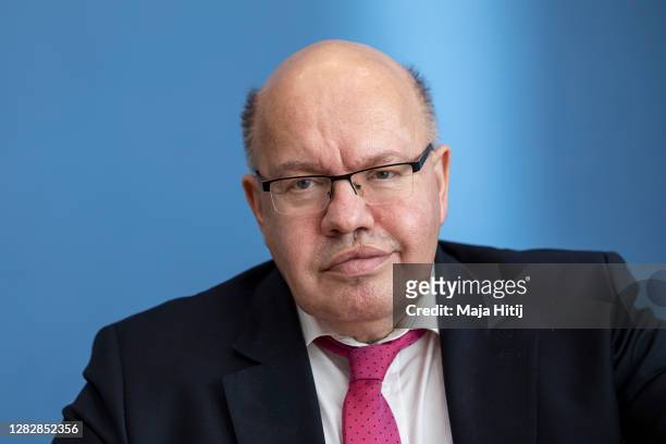 German Economy Minister Peter Altmaier speaks at the press conference to present Germany's economic strategy for weathering the upcoming...